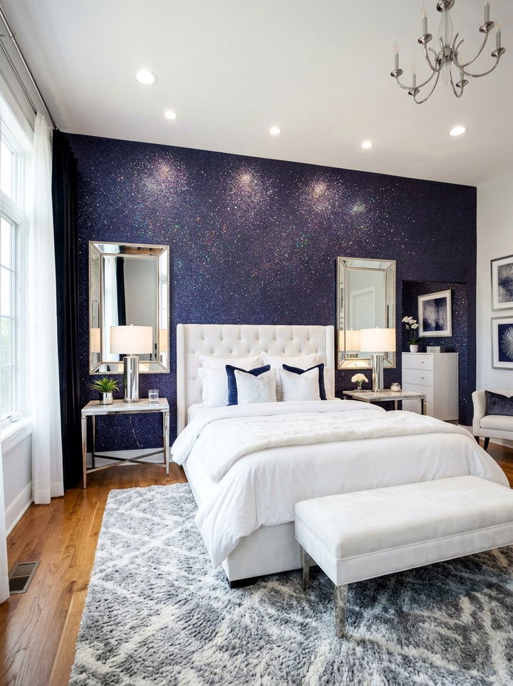 Cosmic Glitter Walls - 30 galaxy bedroom ideas