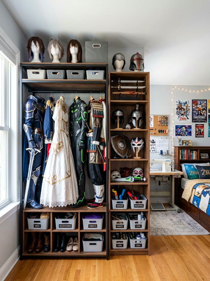 Cosplay Costume Rack - 30 bedroom hobby display ideas