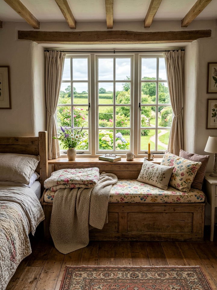 Cottagecore Window Seat - 30 vintage bedroom ideas