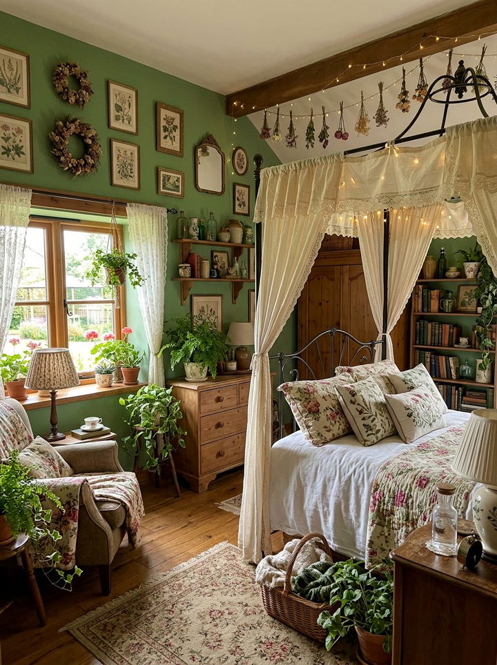 Cottagecore green bedroom style - 30 farmhouse green bedroom ideas