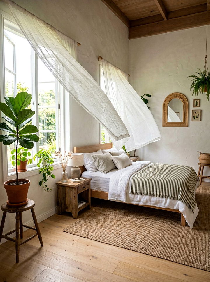 Cotton Gauze Curtains - 30 cotton bedroom ideas