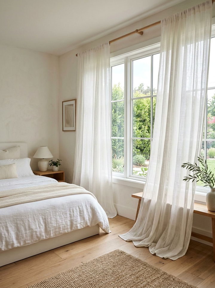 Cotton Gauze Curtains - 30 bedroom texture layering ideas
