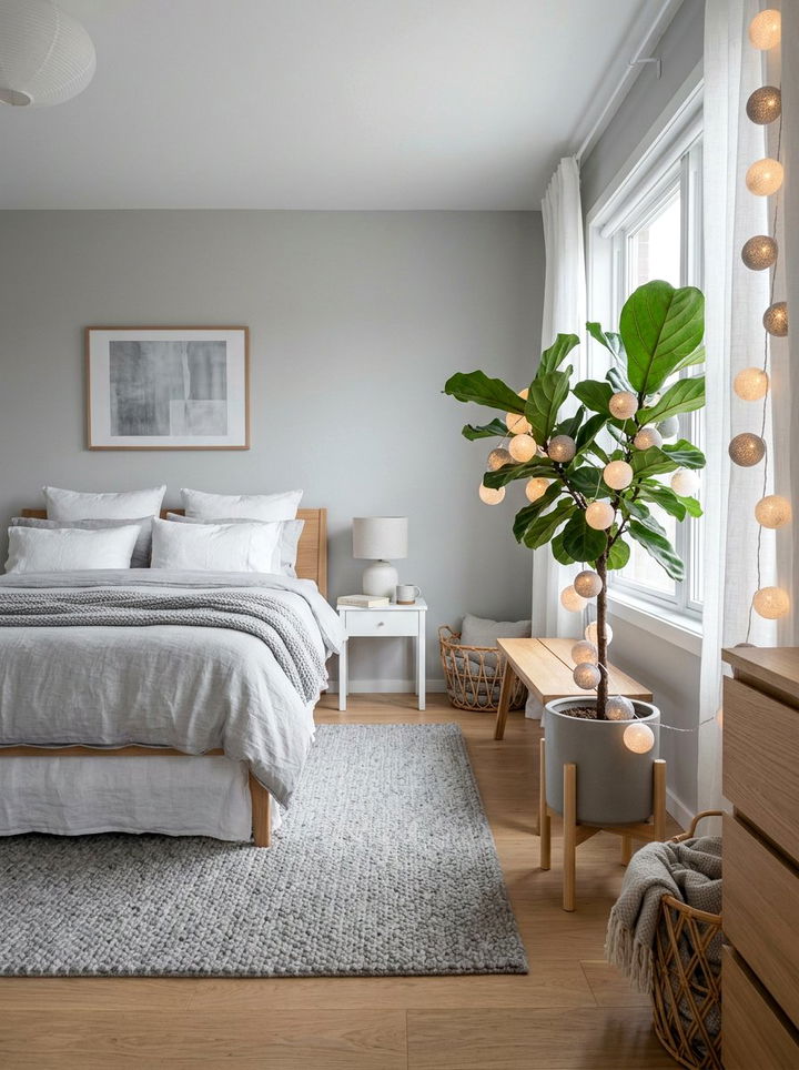 Cotton ball string lights - 30 bedroom string lights ideas