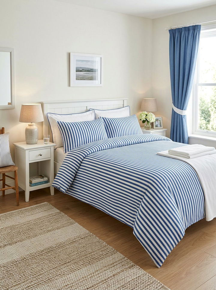 Cotton striped bedding set - 30 bedroom striped bedding ideas