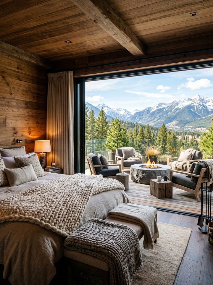 Cozy Bedroom With Fire Pit Terrace - 30 bedroom with terrace ideas