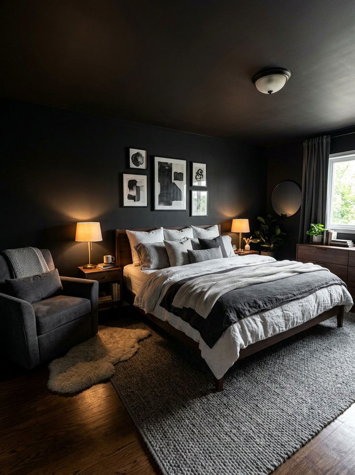 Cozy Black Bedroom - 30 black bedroom decor ideas