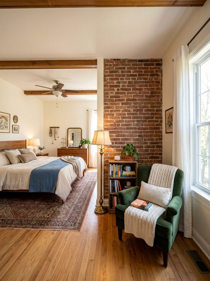Cozy Brick Nook - 30 exposed brick bedroom ideas