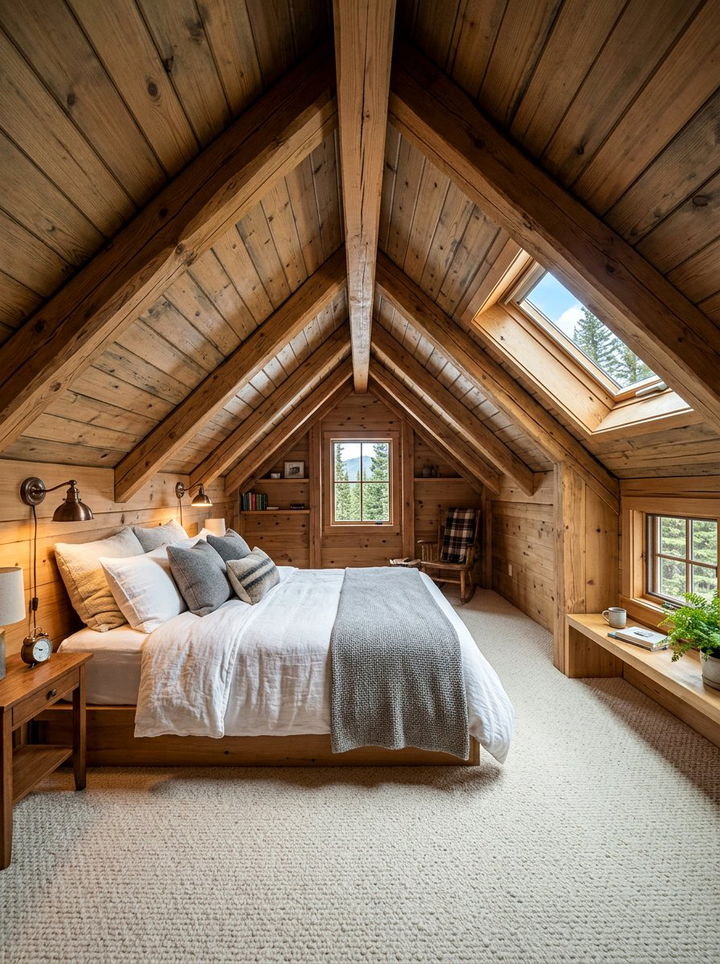 Cozy Cabin Attic Bedroom - 30 mountain house bedroom ideas