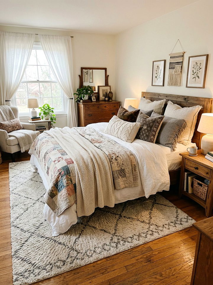 Cozy Layered Bedding Bedroom - 30 cluttercore bedroom ideas