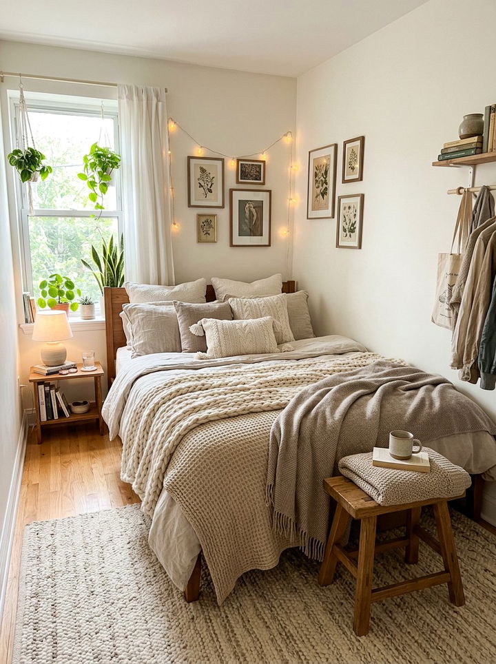 Cozy Layered Small Bedroom - 30 compact bedroom ideas