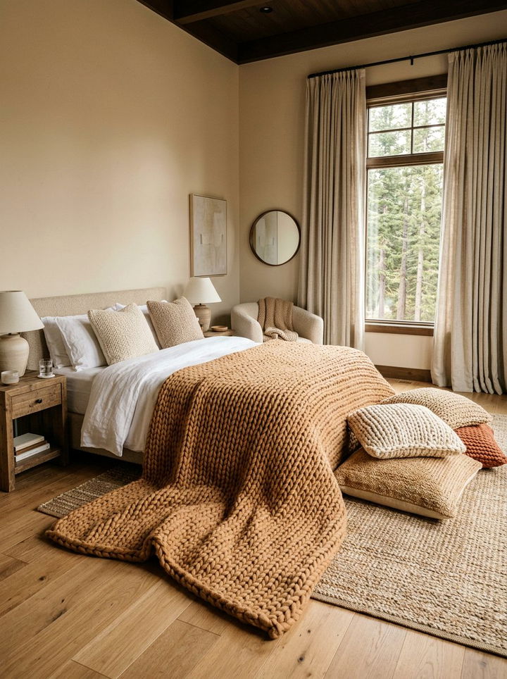 Cozy Oversized Knit Bedroom - 30 knitted bedroom ideas