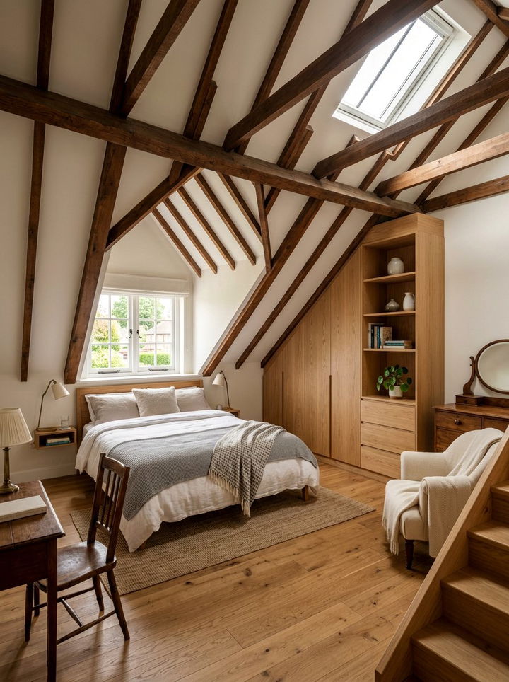 Cozy attic bedroom - 30 rustic beige bedroom ideas