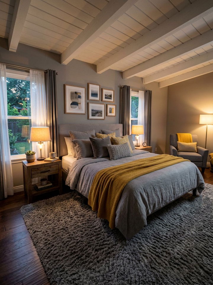 Cozy gray and yellow bedroom - 30 yellow and gray bedroom color combo