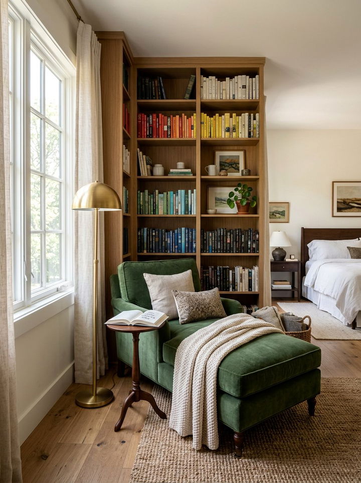 Cozy reading nook bedroom - 30 empty nester bedroom ideas