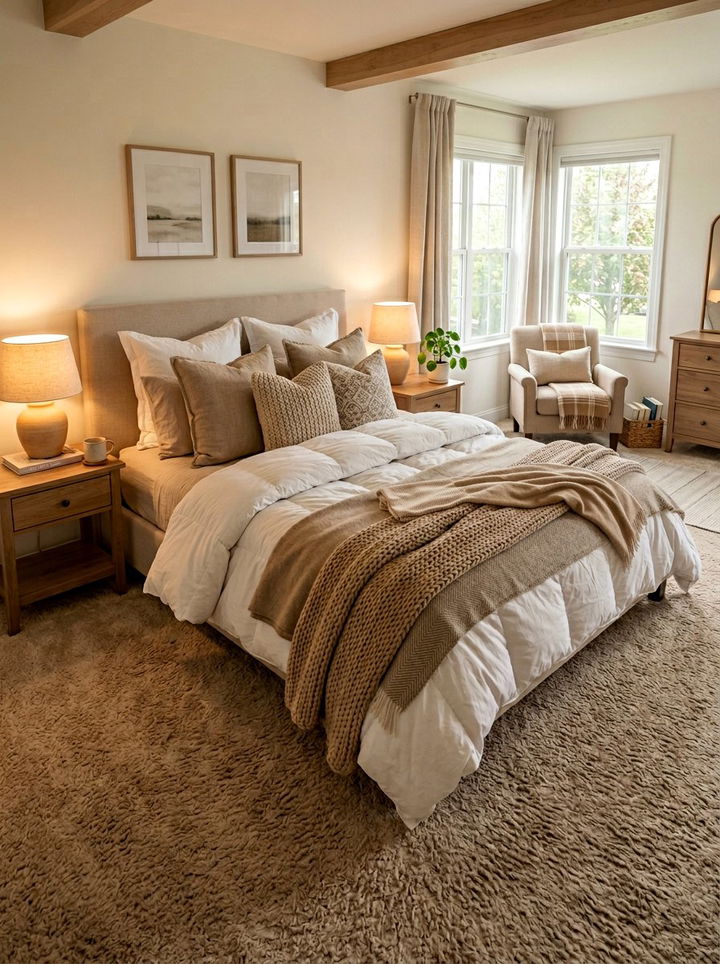 Cozy tan and white bedroom - 30 tan and white bedroom ideas