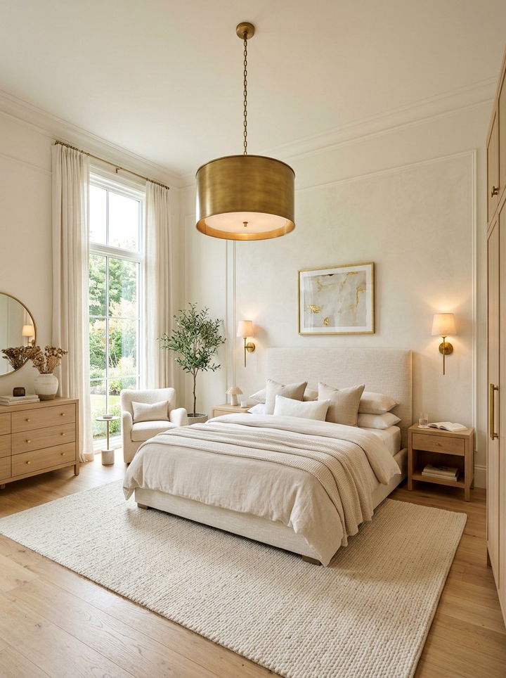 Cream Bedroom Brass Lighting - 30 cream bedroom ideas
