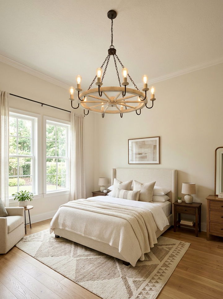 Cream Bedroom Chandelier - 30 farmhouse cream bedroom ideas