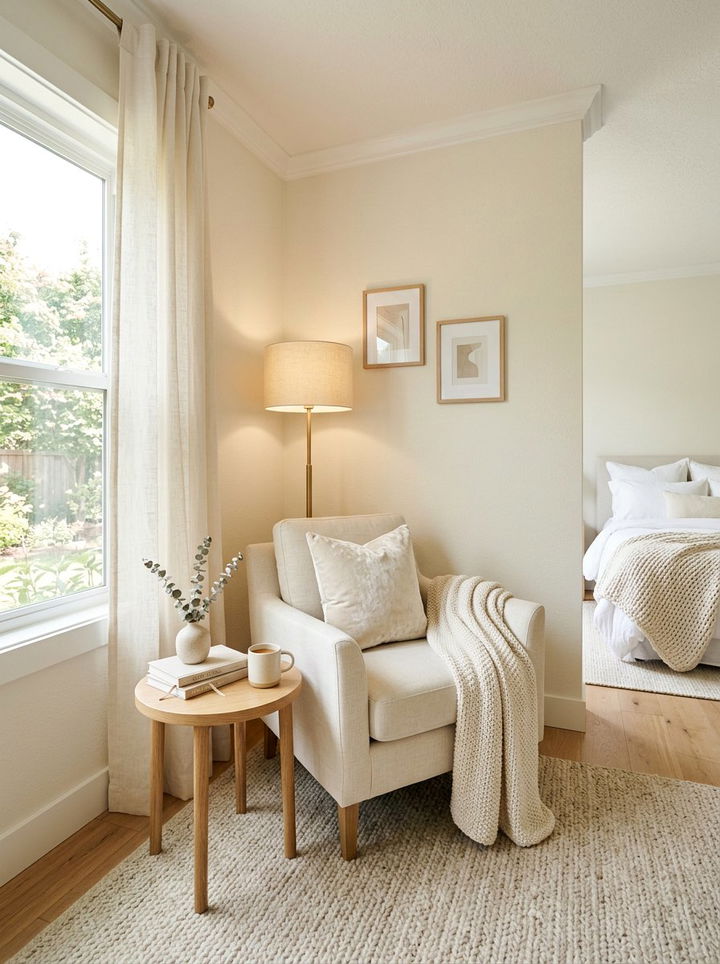 Cream Bedroom Cozy Seating Nook - 30 scandinavian cream bedroom ideas