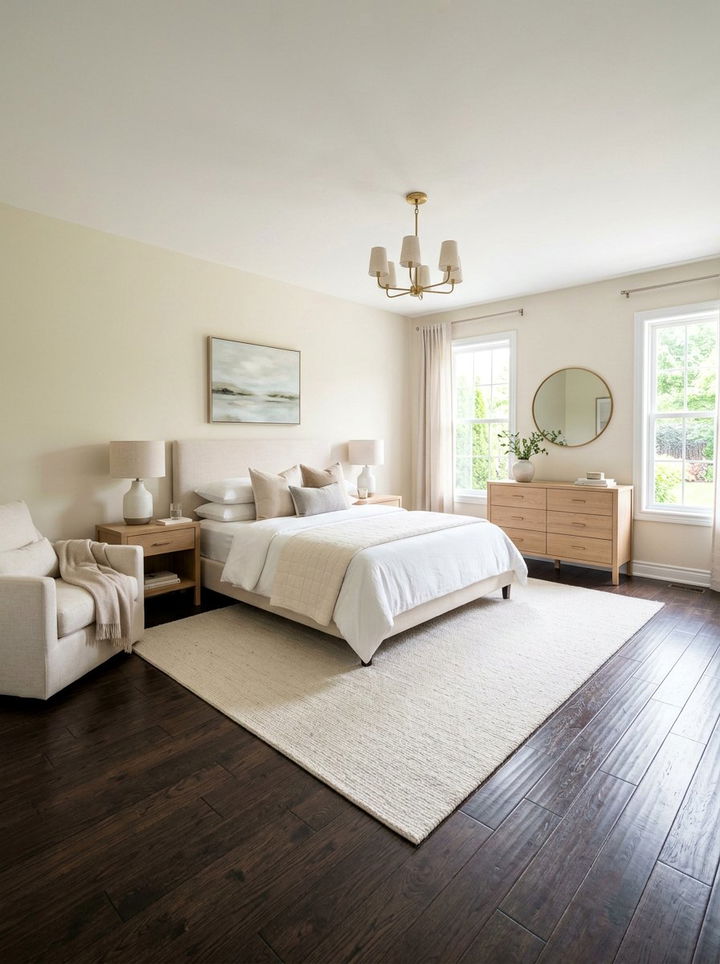 Cream Bedroom Dark Wood Floor - 30 cream bedroom ideas