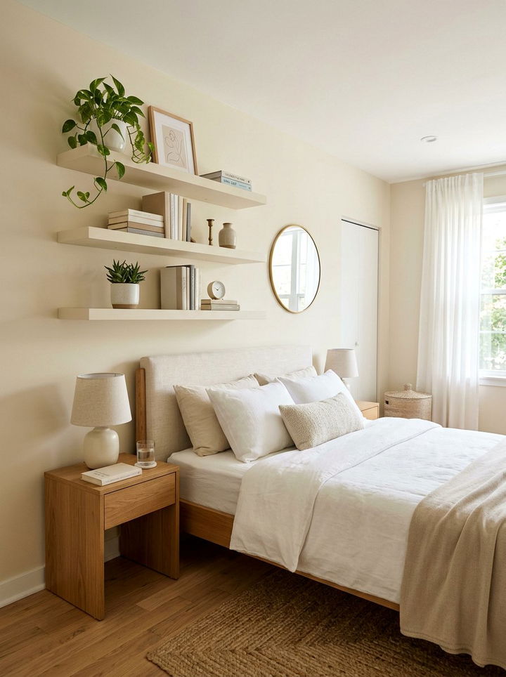 Cream Bedroom Floating Shelves - 30 cream bedroom ideas