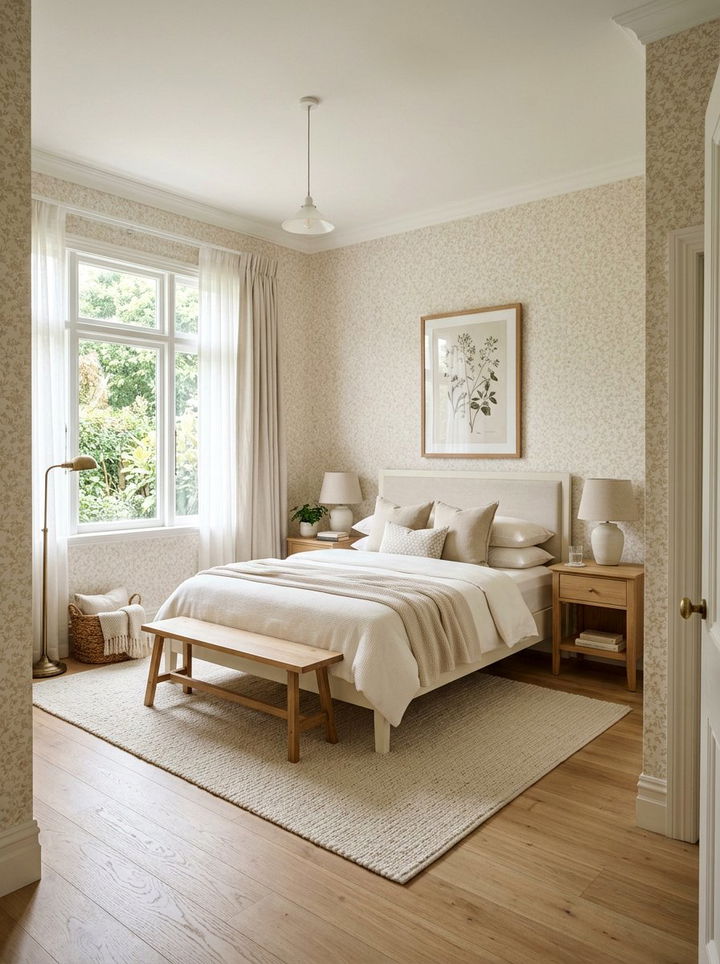 Cream Bedroom Floral Wallpaper - 30 cream bedroom design ideas