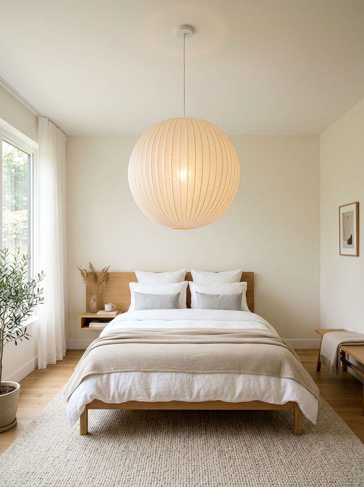 Cream Bedroom Hanging Pendant Light - 30 scandinavian cream bedroom ideas