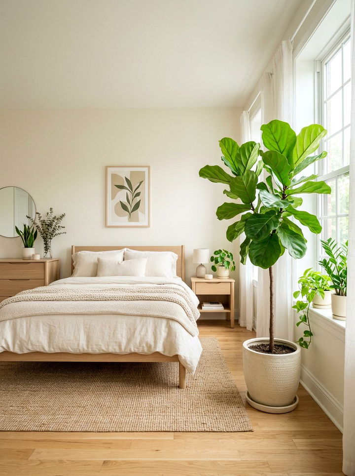Cream Bedroom Indoor Plants - 30 scandinavian cream bedroom ideas