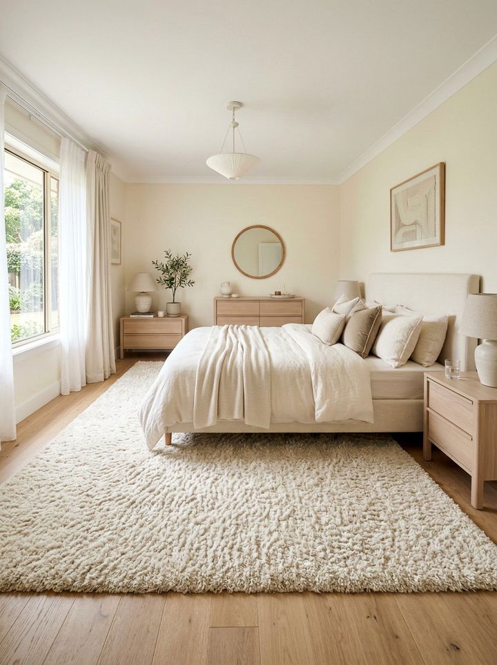 Cream Bedroom Plush Rug - 30 cream bedroom design ideas