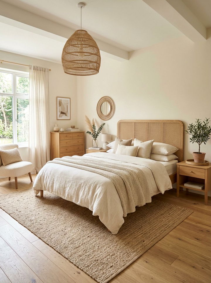 Cream Bedroom Rattan Decor - 30 cream bedroom ideas