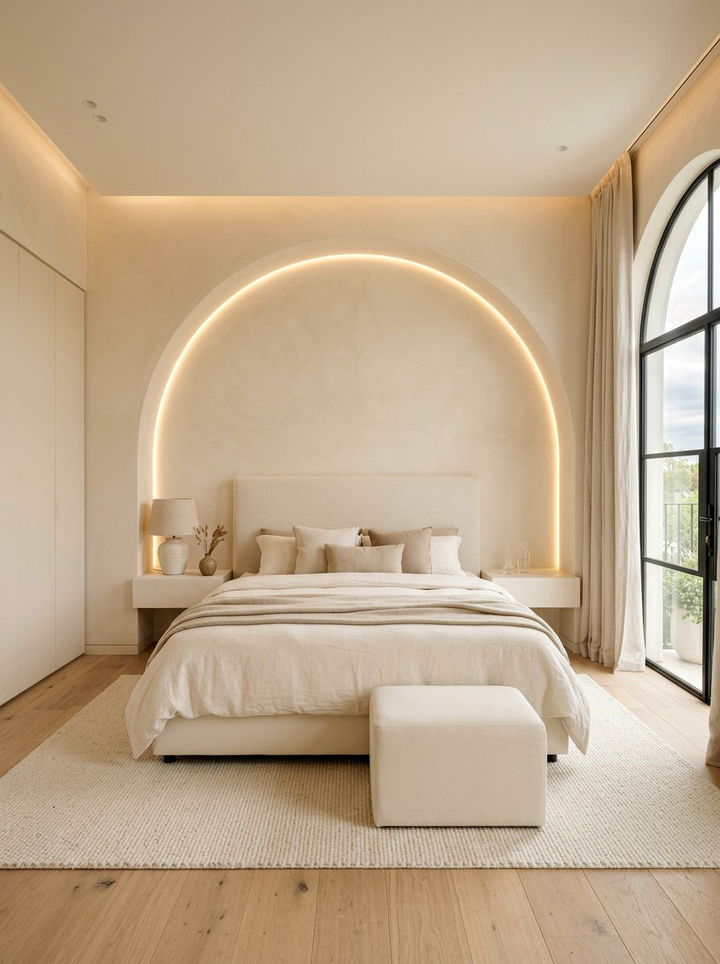 Cream Bedroom With Arched Wall - 30 minimalist cream bedroom ideas