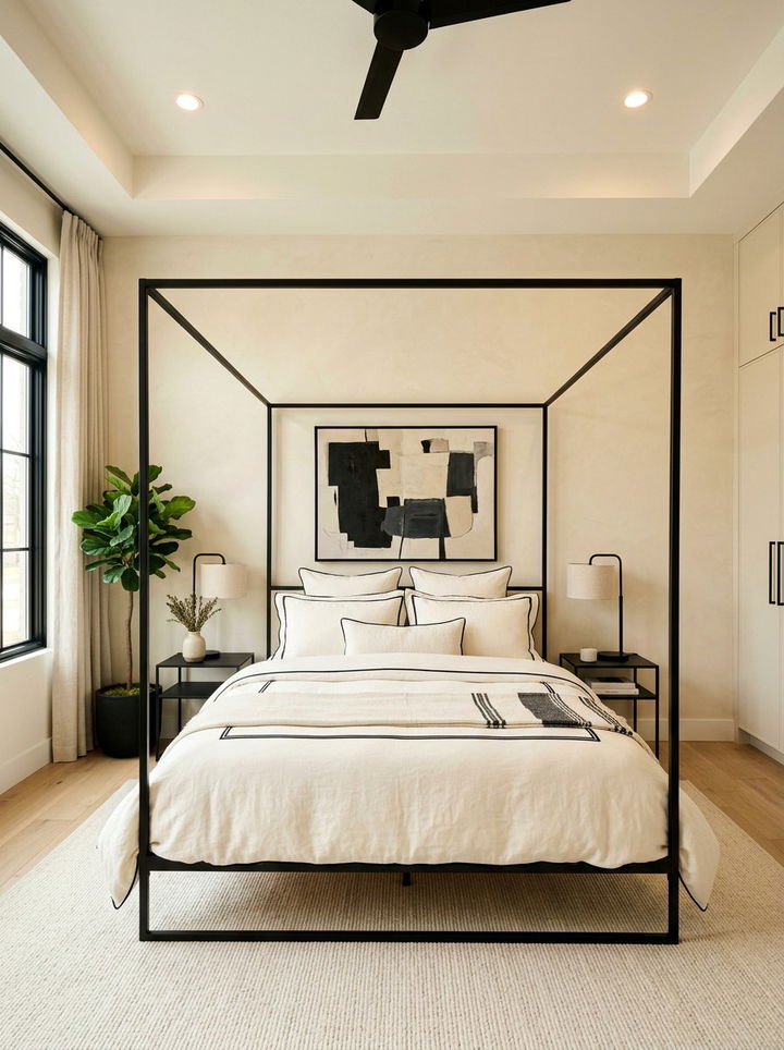 Cream Bedroom With Black Accents - 30 minimalist cream bedroom ideas