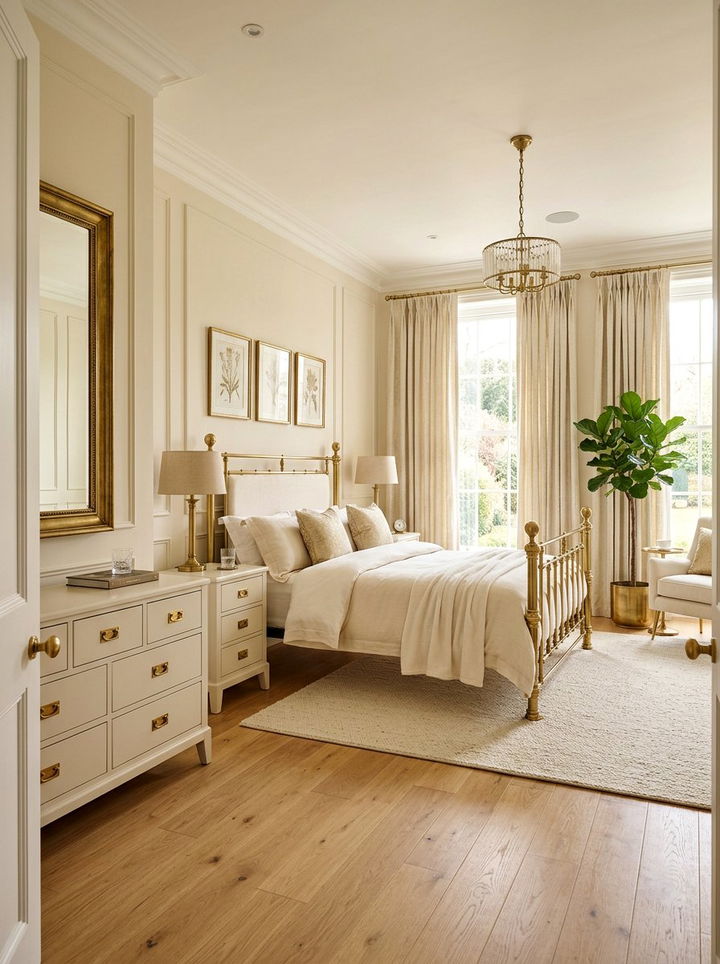 Cream Bedroom With Brass Accents - 30 warm cream bedroom ideas
