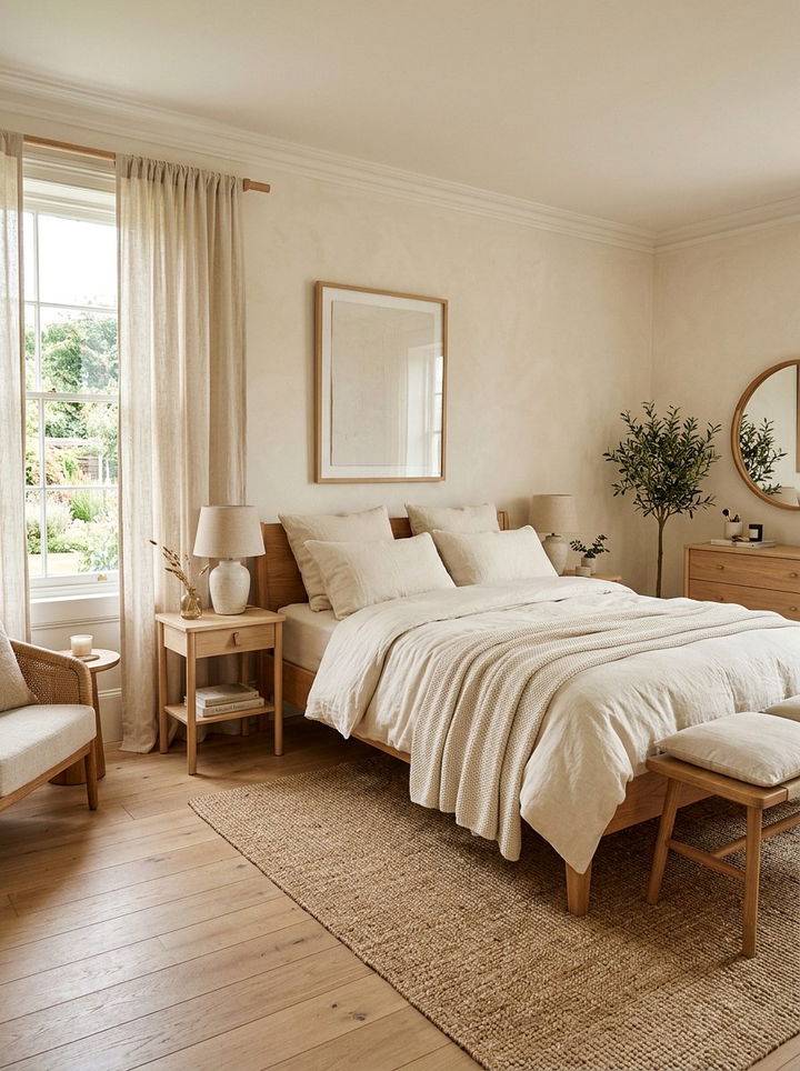 Cream Bedroom With Linen Bedding - 30 warm cream bedroom ideas