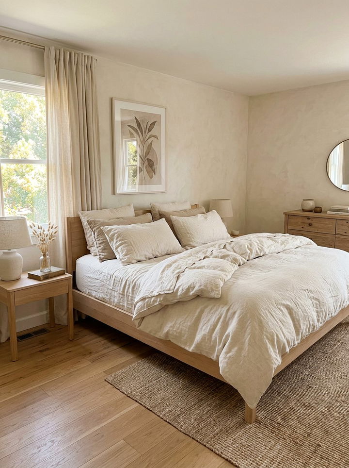 Cream Bedroom With Linen Bedding - 30 minimalist cream bedroom ideas