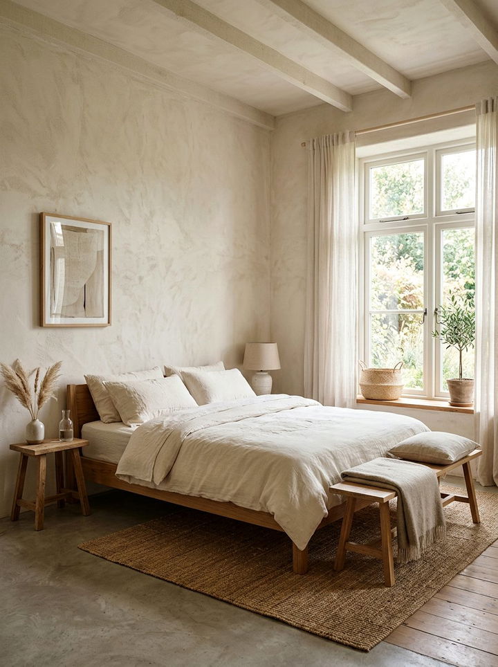 Cream Bedroom With Plaster Finish - 30 minimalist cream bedroom ideas