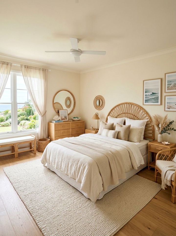 Cream Bedroom With Rattan Furniture - 30 warm cream bedroom ideas