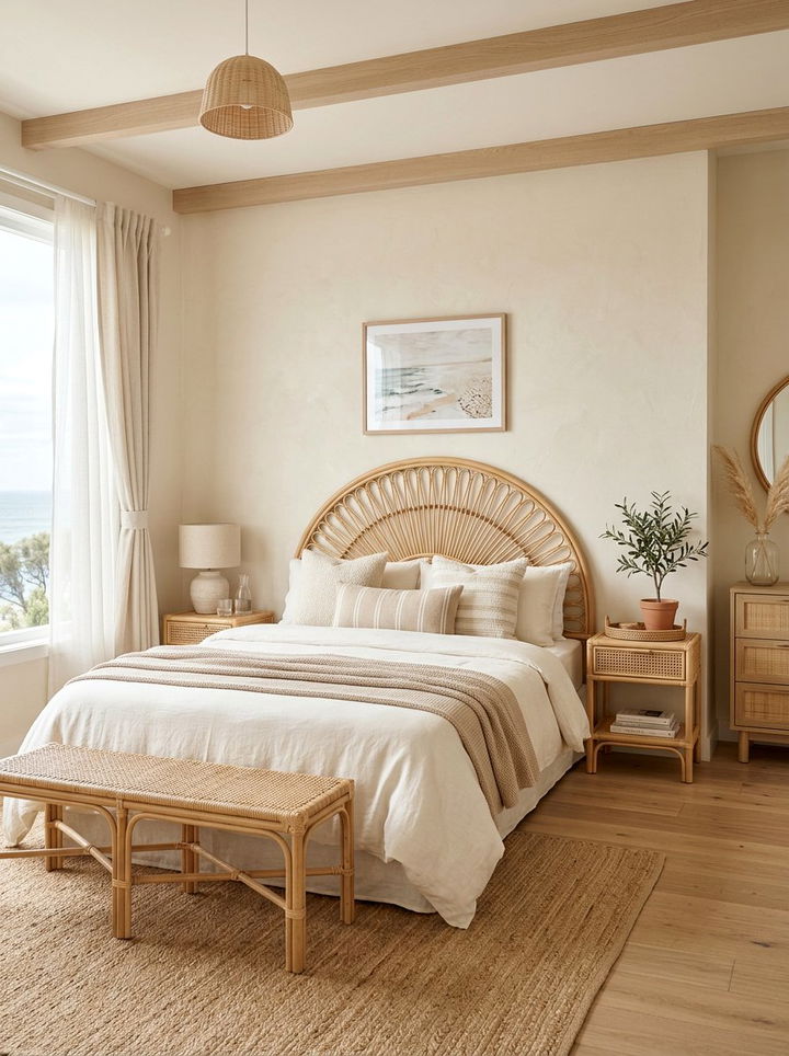 Cream Bedroom With Rattan Furniture - 30 minimalist cream bedroom ideas