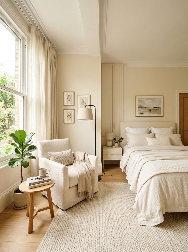 Cream Bedroom With Reading Nook - 30 minimalist cream bedroom ideas