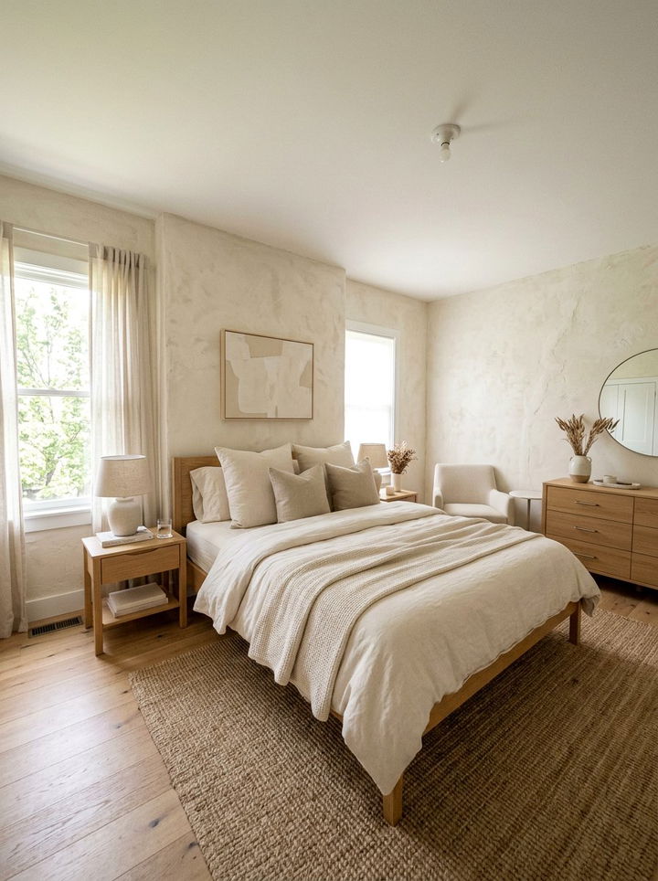 Cream Bedroom With Textured Walls - 30 warm cream bedroom ideas