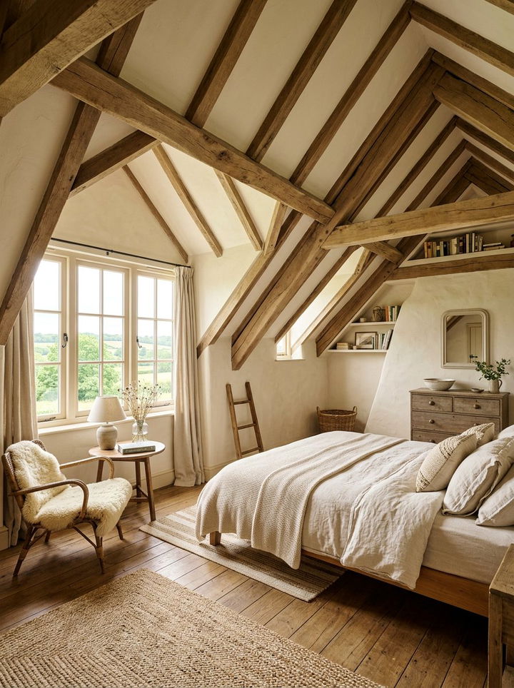 Cream Farmhouse Attic Bedroom - 30 farmhouse cream bedroom ideas