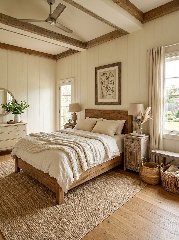 Cream Farmhouse Bedroom - 30 rustic cream bedroom ideas