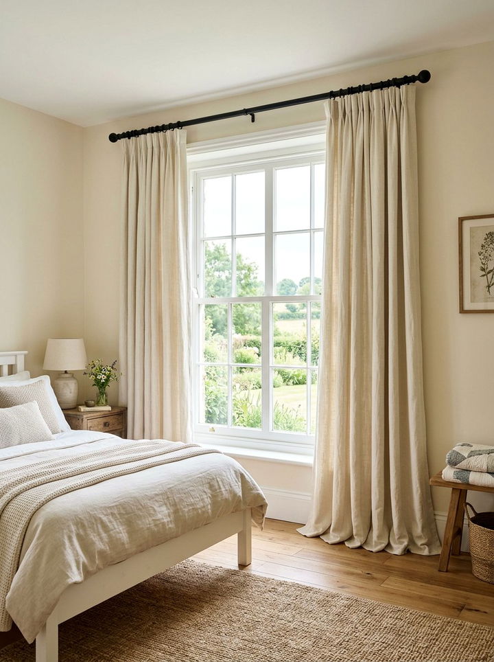 Cream Farmhouse Curtains - 30 farmhouse cream bedroom ideas