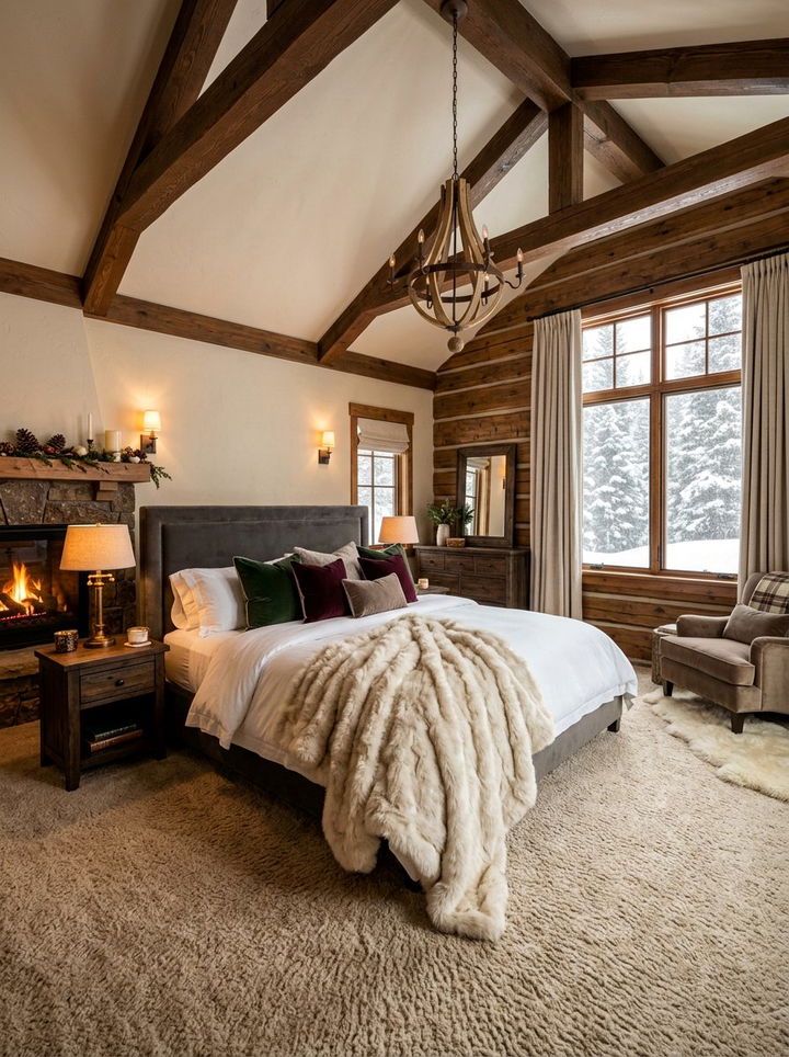 Cream Faux Fur Blanket - 30 bedroom bedding ideas