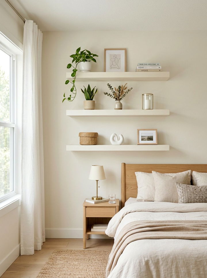 Cream Floating Shelves - 30 cream bedroom accessories ideas