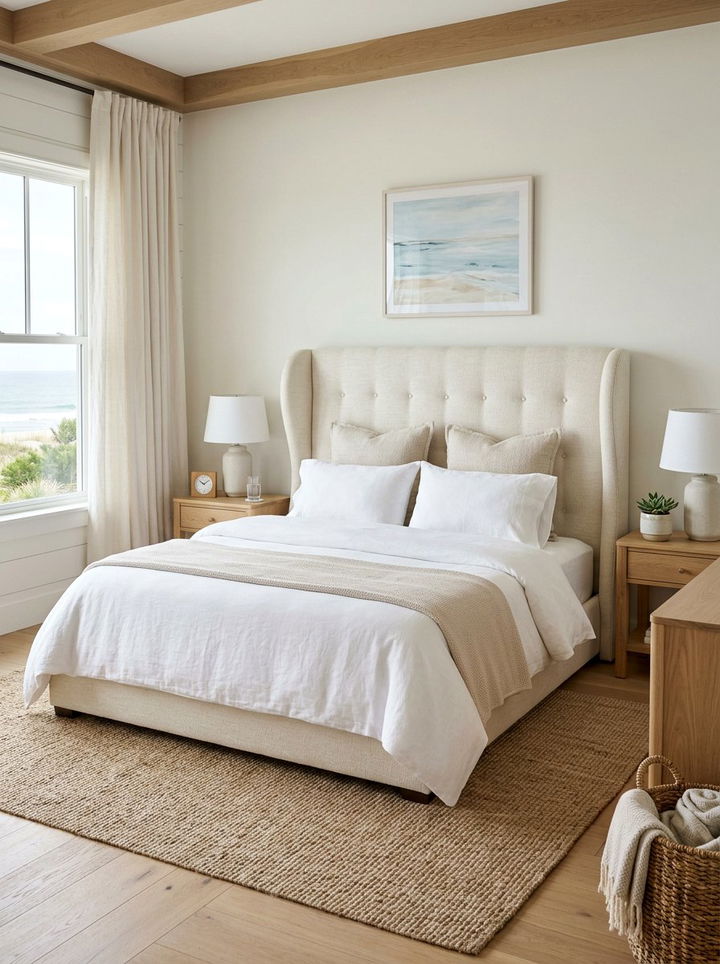 Cream Linen Wingback Headboard - 30 bedroom linen headboards