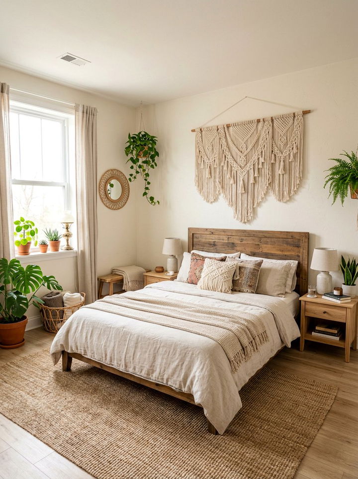 Cream Macrame Wall Hanging - 30 cream bedroom accessories ideas