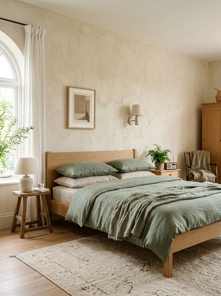 Cream Plaster Walls - 30 sage green and cream bedroom ideas