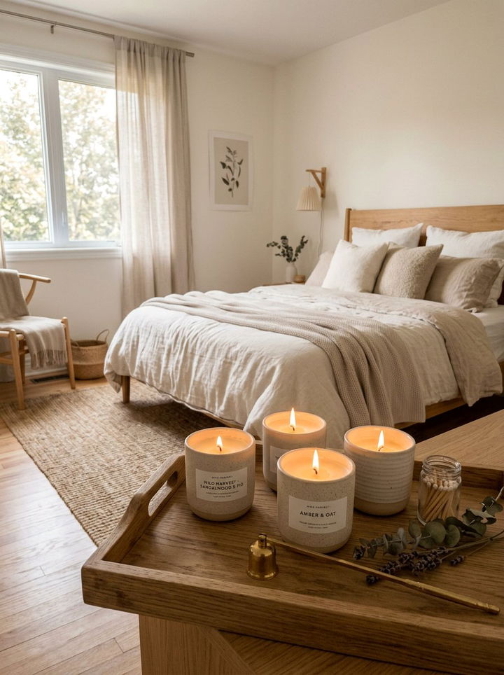 Cream Scented Candles - 30 cream bedroom accessories ideas