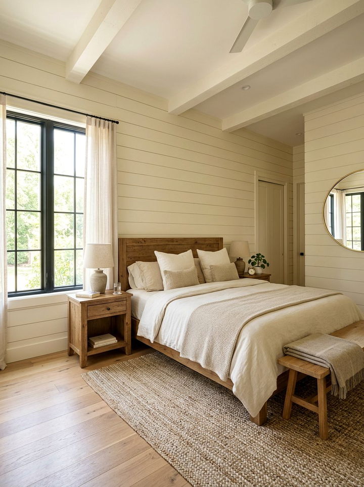 Cream Shiplap Bedroom - 30 farmhouse cream bedroom ideas