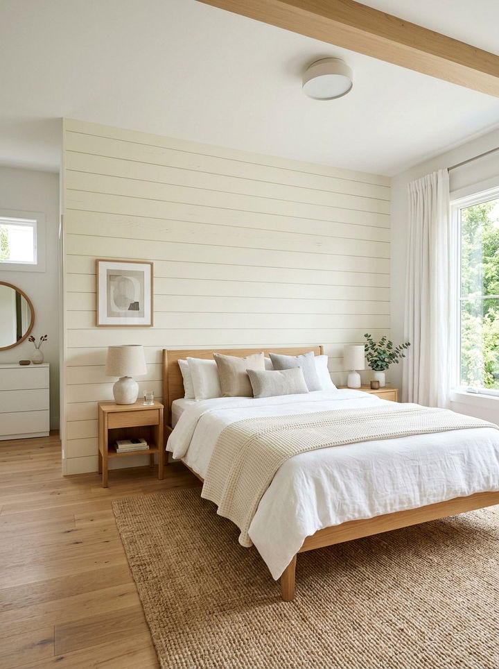 Cream Shiplap Wall Bedroom - 30 scandinavian cream bedroom ideas
